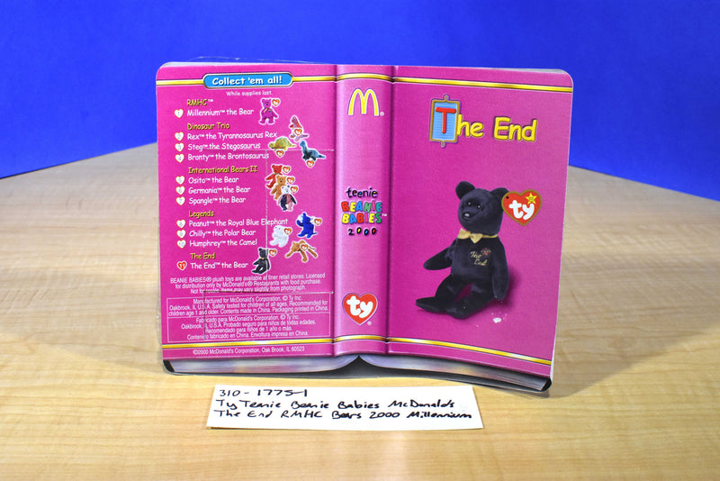McDonald's Ty Teenie Beanies The End and Millennium Bear 2000 Beanbag Plushes