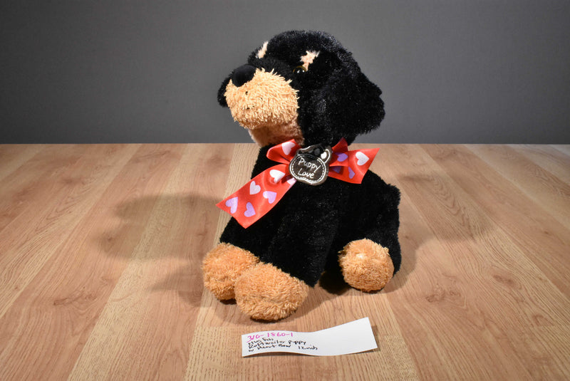 Hugfun Rottweiler With Red Heart Bow Plush