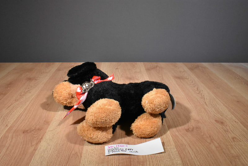 Hugfun Rottweiler With Red Heart Bow Plush