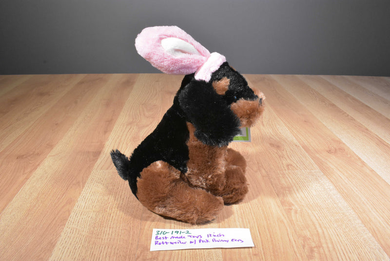 Best Made Toys Black Tan Rottweiler Puppy Pink Bunny Rabbit Ears 2010 Plush