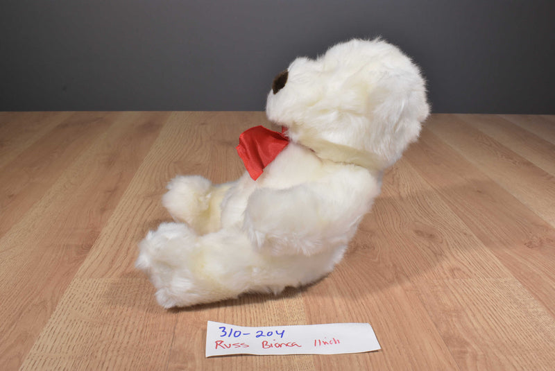 Russ Bianca White Bear Red Bow I Love You Plush