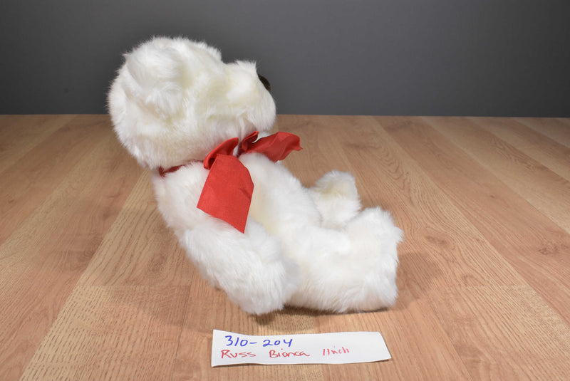 Russ Bianca White Bear Red Bow I Love You Plush