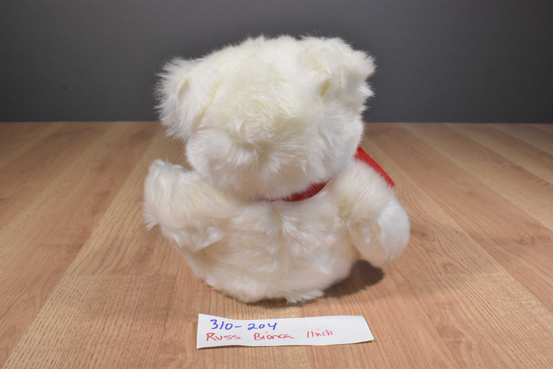 Russ Bianca White Bear Red Bow I Love You Plush