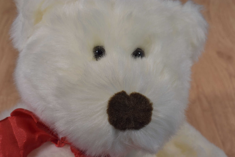 Russ Bianca White Bear Red Bow I Love You Plush