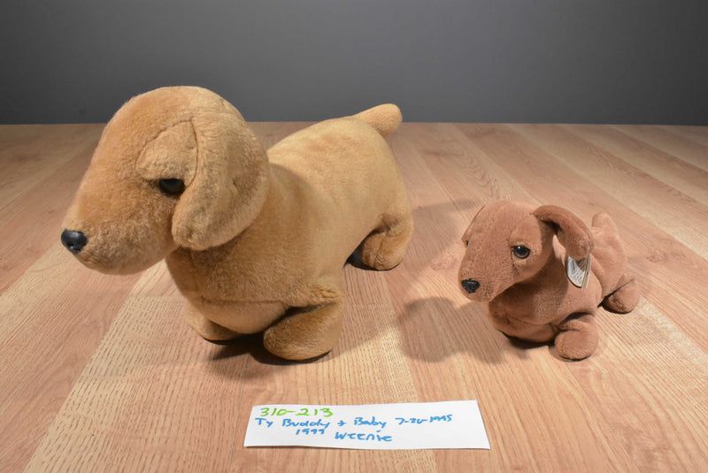 Ty Beanie Buddy 1999 and Baby 1995 Weenie Dachshund Beanbag Plushes