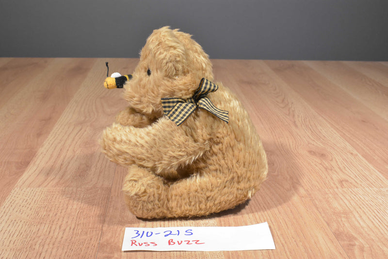 Russ Buzz Tan Bear With Bee Beanbag Plush