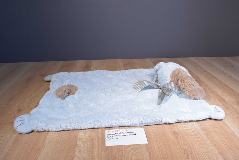 Bearington Baby Blue and Brown Puppy Security Blanket