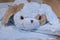 Bearington Baby Blue and Brown Puppy Security Blanket