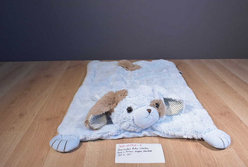 Bearington Baby Blue and Brown Puppy Security Blanket