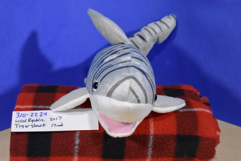Wild Republic Grey and Black Tiger Shark 2017 Beanbag Plush
