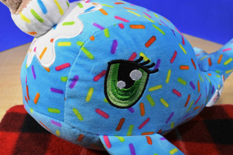 Peek-A-Boo Toys Blue Narwhal Plush With Ice Cream Cone Tusk and Sprinkles