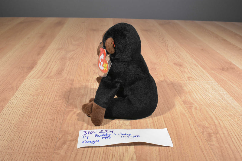 Ty Beanie Buddy 1999 and Baby 1996 Congo Gorilla Beanbag Plushes