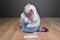 Disney Store Eeyore Plush In White Sweater with Blue Snowflake