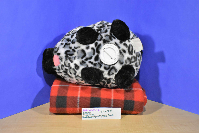 Fab NY Black and White Leopard Print Plush Piggy Bank