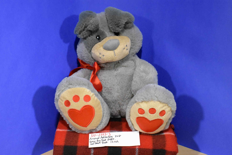 Animal Adventure Big Feet Grey Puppy Dog with Heart Feet 2018 Plush