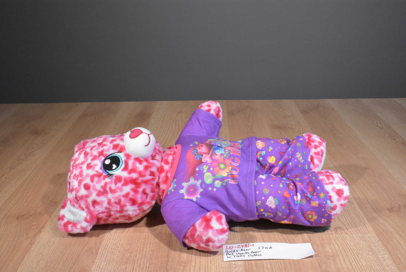 Build-a-Bear Pink Heart Teddy Bear Plush With Trolls Clothes