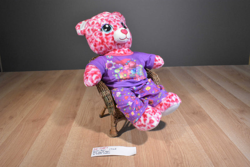 Build-a-Bear Pink Heart Teddy Bear Plush With Trolls Clothes