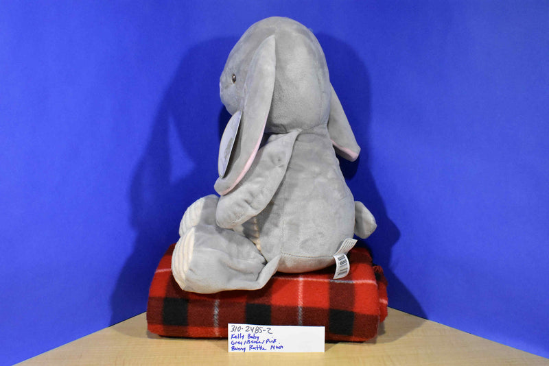 Kellytoy Baby Grey and Beige Bunny Rabbit Rattle Plush