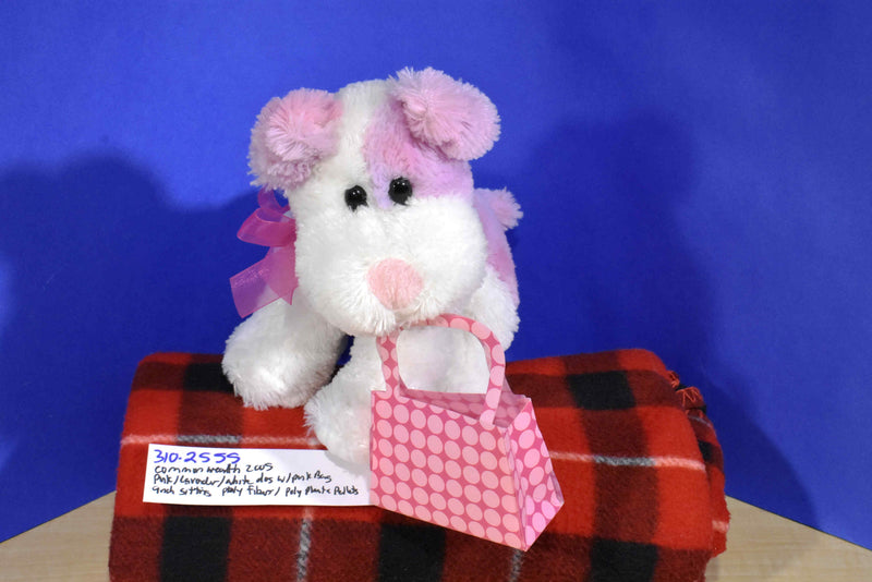 Commonwealth Pink and White Puppy Dog with Bag 2005 Beanbag Plush