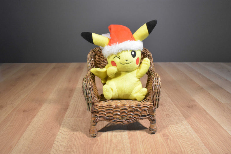 Tomy 2017 Winking Pikachu Plush With Christmas Santa Hat