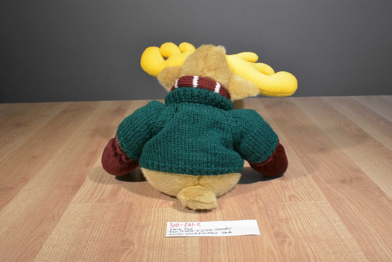 Yang Jee Tan Moose in Green Sweater and Red Scarf Beanbag Plush