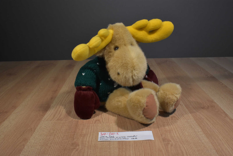 Yang Jee Tan Moose in Green Sweater and Red Scarf Beanbag Plush