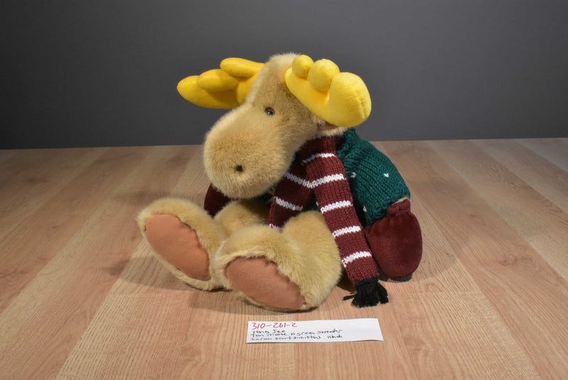 Yang Jee Tan Moose in Green Sweater and Red Scarf Beanbag Plush