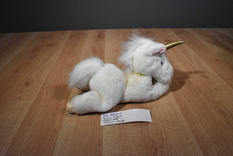 Aurora Flopsies White Unicorn With Gold Horn Beanbag Plush