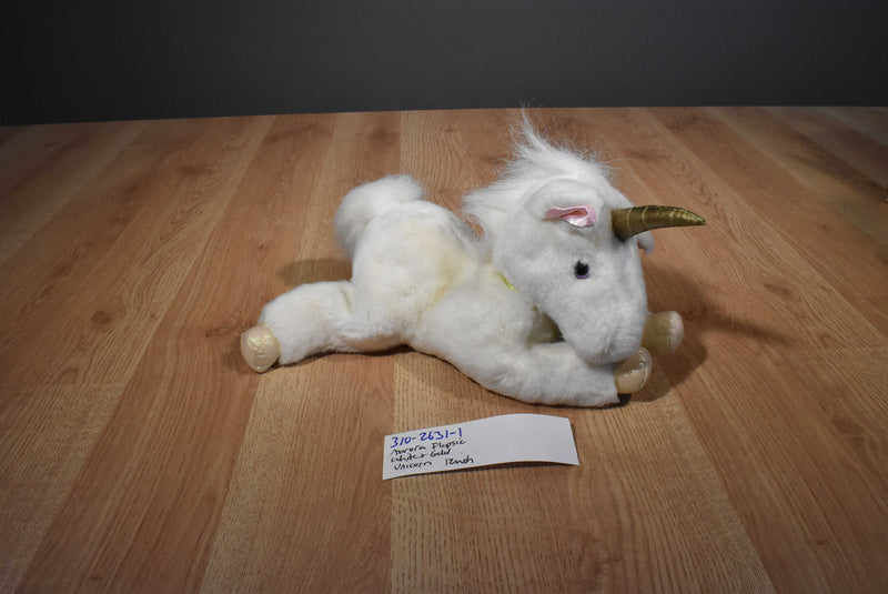 Aurora Flopsies White Unicorn With Gold Horn Beanbag Plush