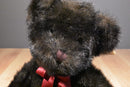 Russ Dickens Dark Brown Teddy Bear With Red Bow Beanbag Plush