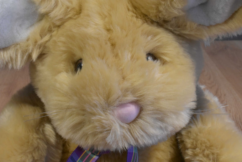 Animal Adventure Tan and White Bunny Rabbit 2002 Beanbag Plush