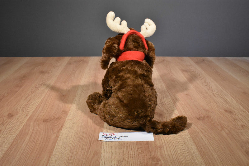 Hallmark Chocolate Lab With Antlers and Scarf Beanbag Plush