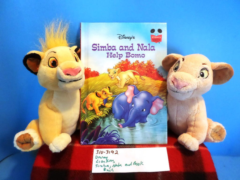 Disney Store Lion King Simba and Nala Plush and Book
