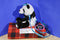 Poochie & Co. Panda Bear Blue Sequins Plush Bag Purse