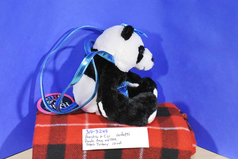 Poochie & Co. Panda Bear Blue Sequins Plush Bag Purse