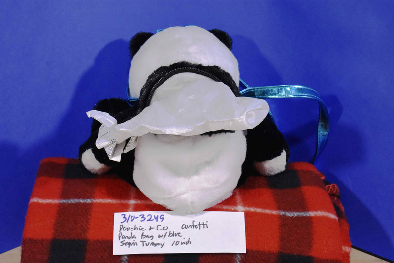 Poochie & Co. Panda Bear Blue Sequins Plush Bag Purse