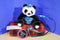 Poochie & Co. Panda Bear Blue Sequins Plush Bag Purse