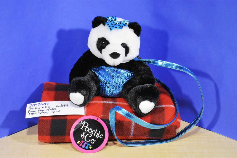 Poochie & Co. Panda Bear Blue Sequins Plush Bag Purse