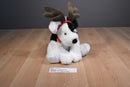 Russ Sprockets White and Black Dog With Deer Antlers Beanbag Plush