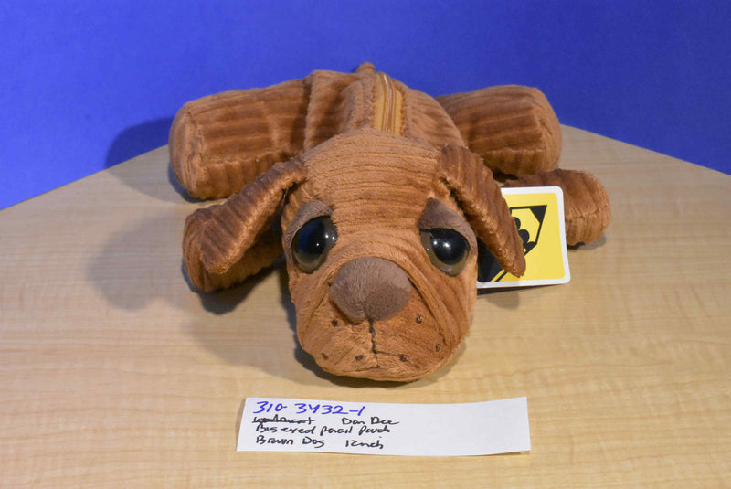 Dan Dee Big Eyed Brown Dog Plush 2014 Corduroy Pouch Bag