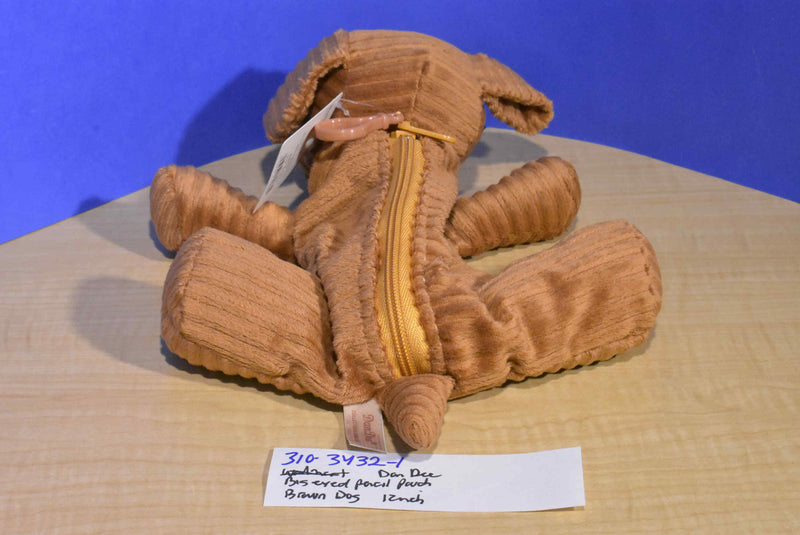 Dan Dee Big Eyed Brown Dog Plush 2014 Corduroy Pouch Bag