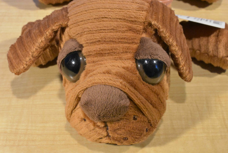 Dan Dee Big Eyed Brown Dog Plush 2014 Corduroy Pouch Bag