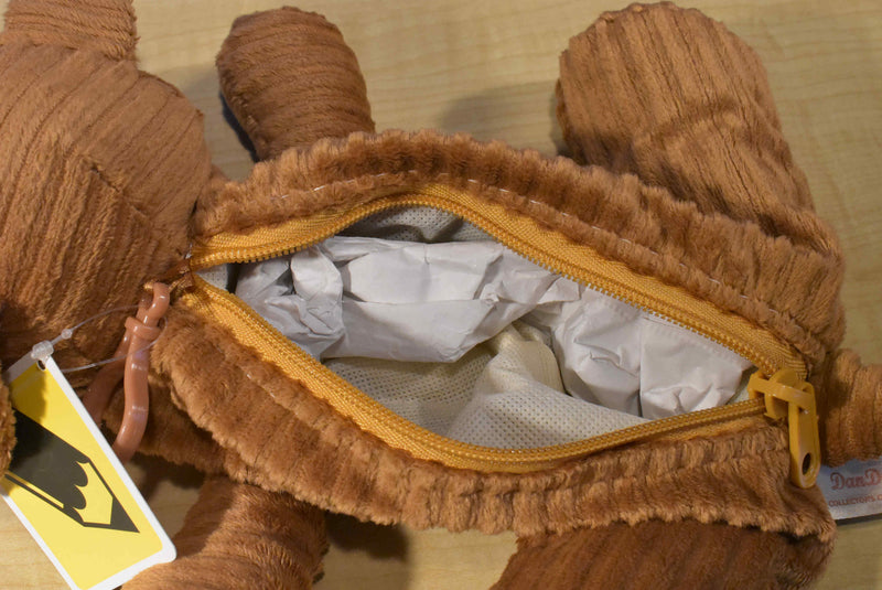Dan Dee Big Eyed Brown Dog Plush 2014 Corduroy Pouch Bag