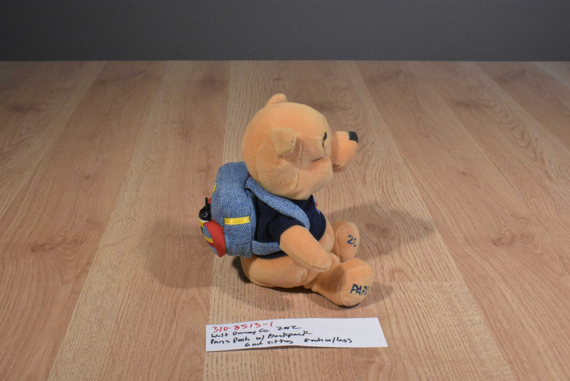Disney Paris Pooh With Backpack 2002 Beanbag Plush