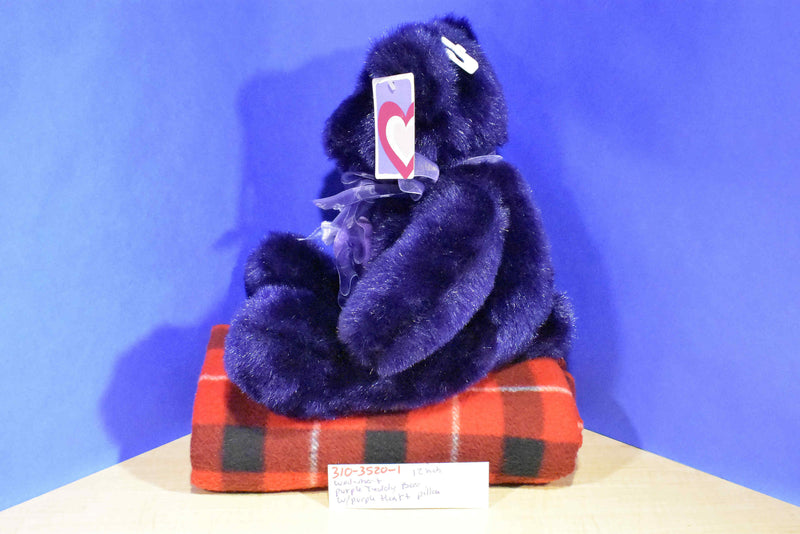 Walmart Purple Teddy Bear With Heart Pillow Plush