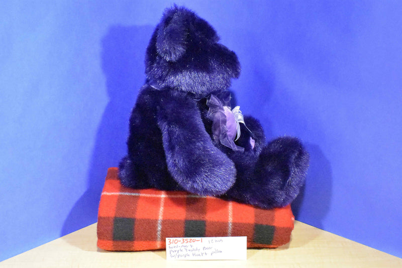 Walmart Purple Teddy Bear With Heart Pillow Plush
