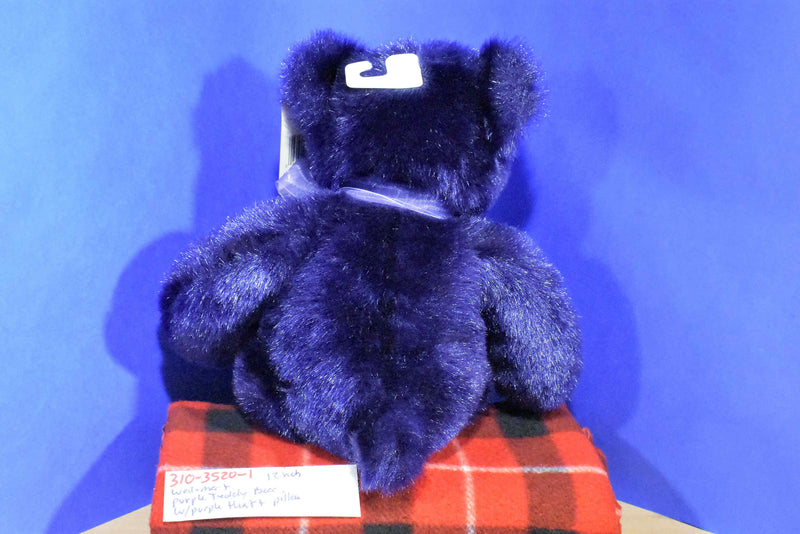 Walmart Purple Teddy Bear With Heart Pillow Plush