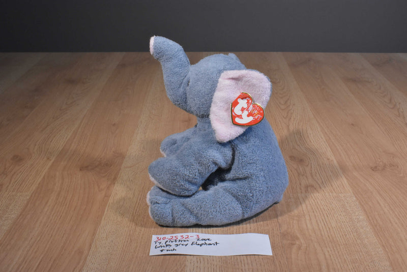 Ty Pluffies Winks Grey and Pink Elephant 2002 Beanbag Plush