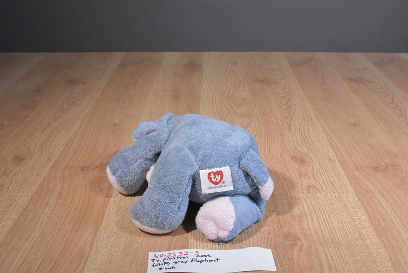 Ty Pluffies Winks Grey and Pink Elephant 2002 Beanbag Plush