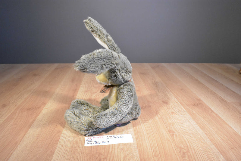 Russ Hamilton Grey and Beige Bunny Rabbit Beanbag Plush